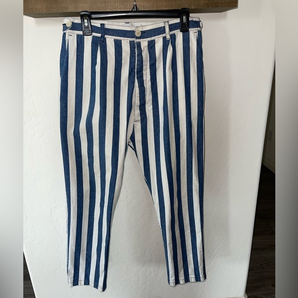 Sunnei|Nautical Blue & White Pinstripe Trouser Pants••Beachy Boho Vibes-Designer - Picture 1 of 14